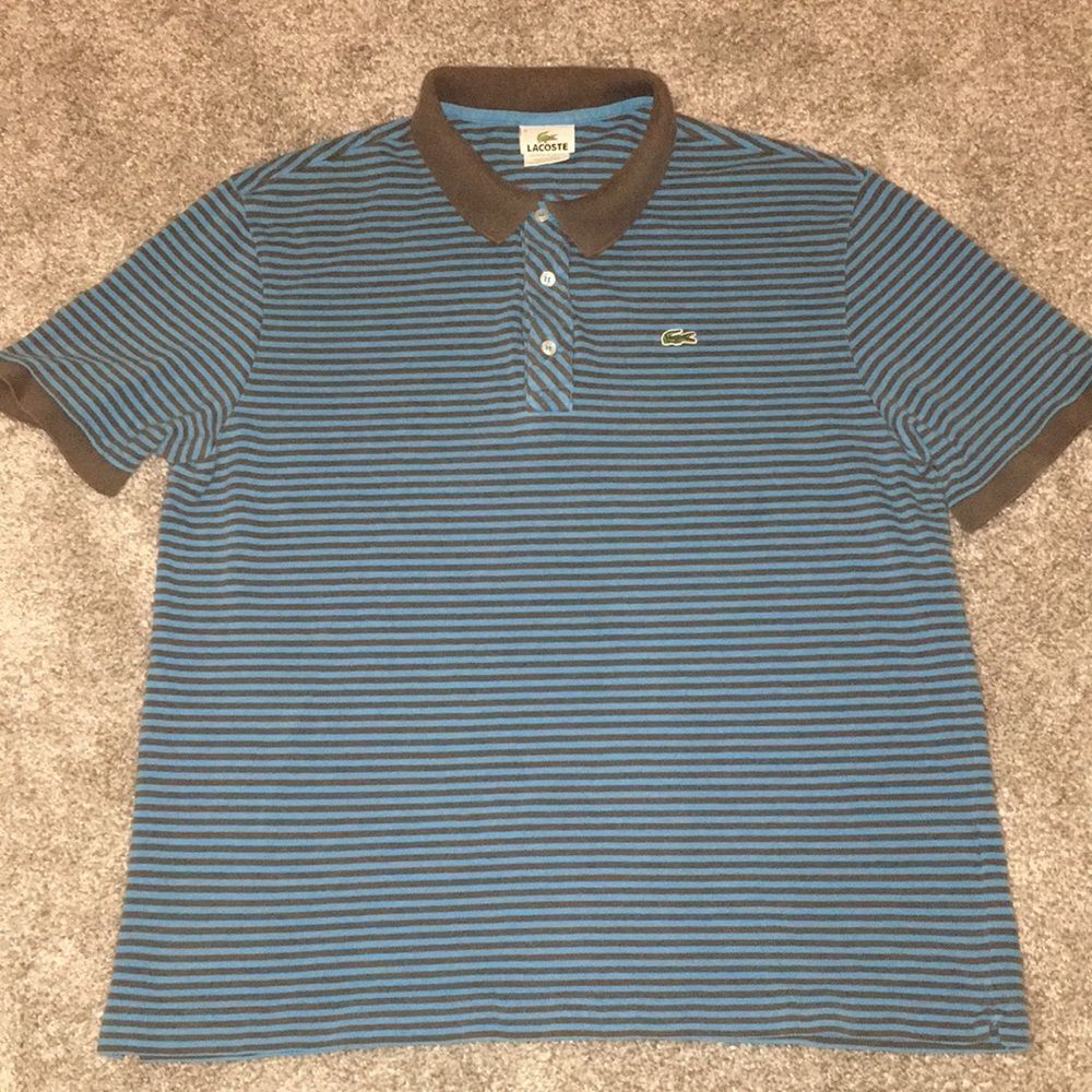Blue Brown Stripe Lacoste Alligator Men’s Golf Polo devanlay SS tennis shirt 6